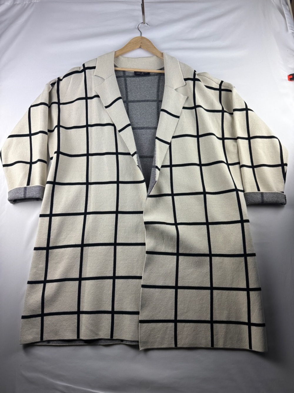 Lane Bryant Cream & Black Striped Heavy Knit Sweater Size 22/24 Like New